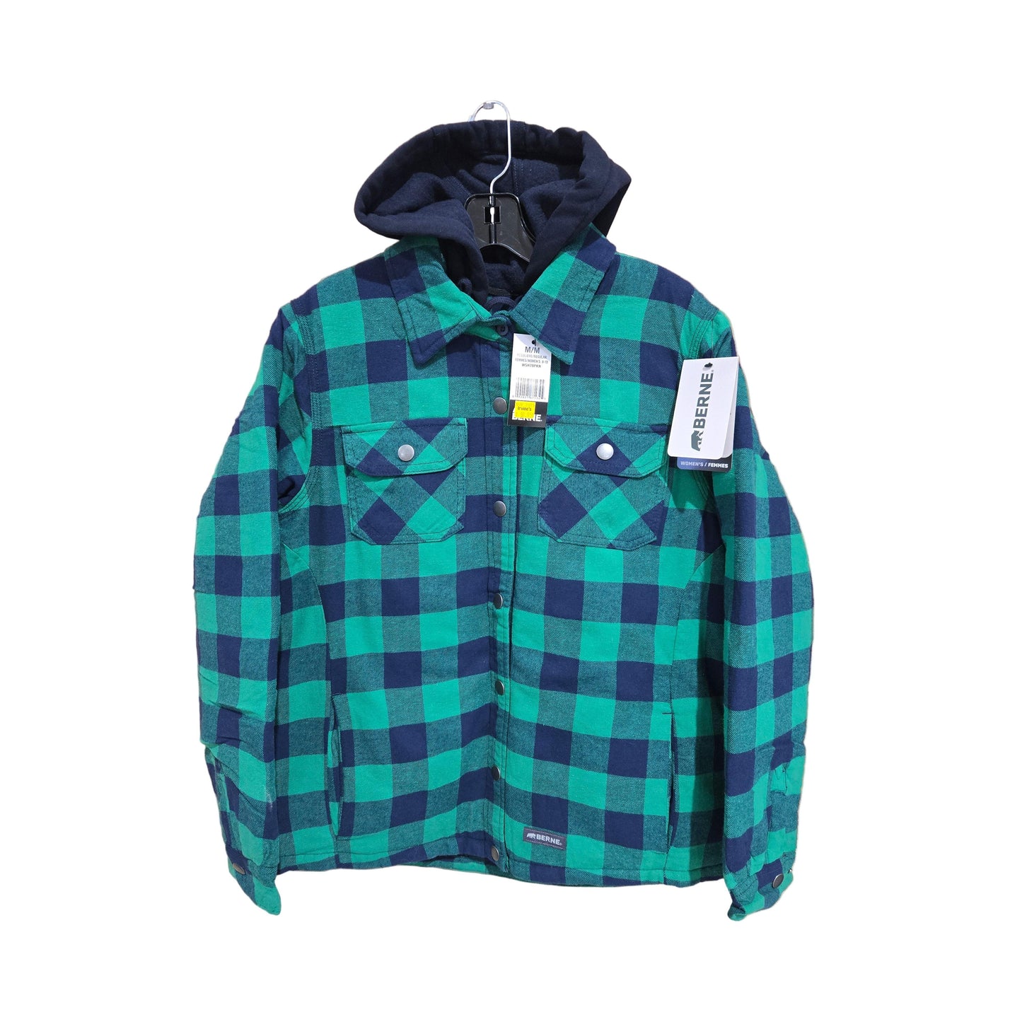 Berne Women's Hooded Quilt Lined Flannel Shirt Jacket