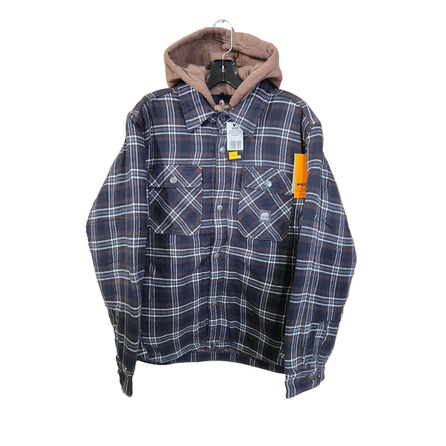 Berne Mens Quilted Hooded Flannel Shirt Jacket