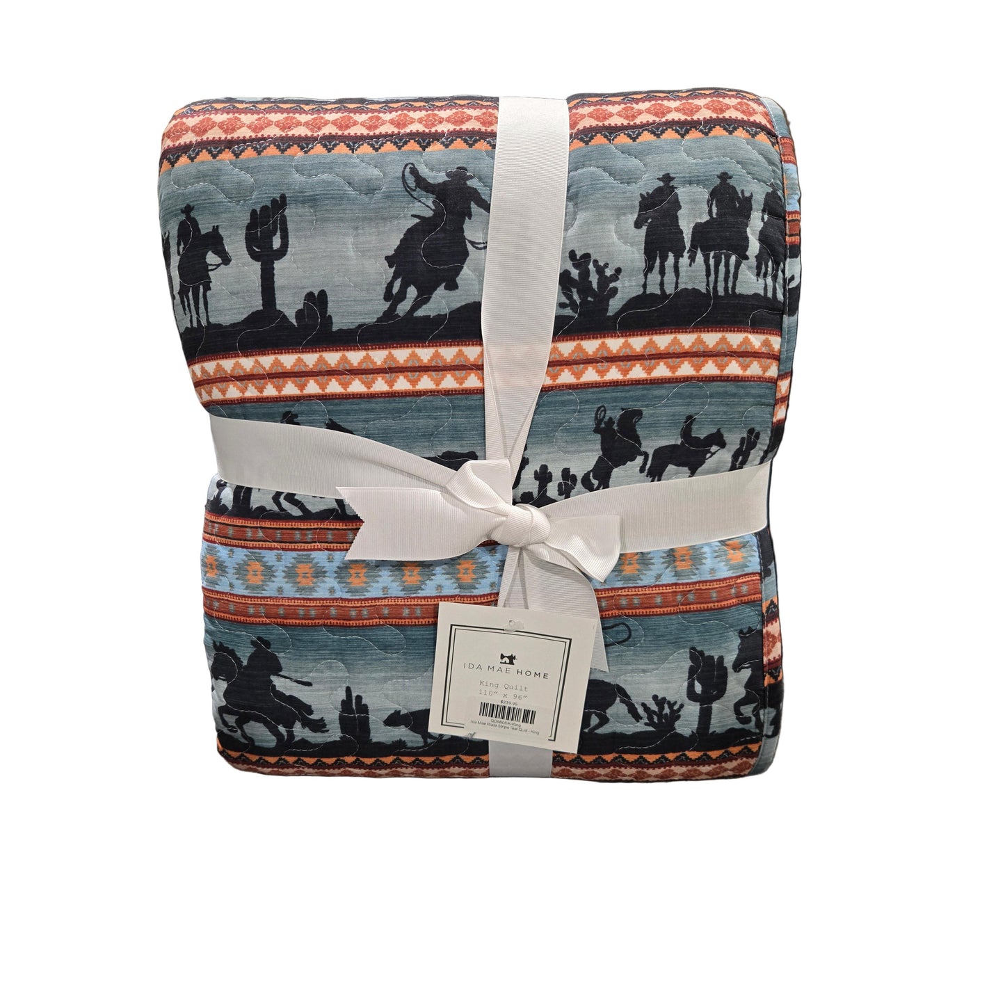 Ida Mae Riata Stripe Teal Quilt