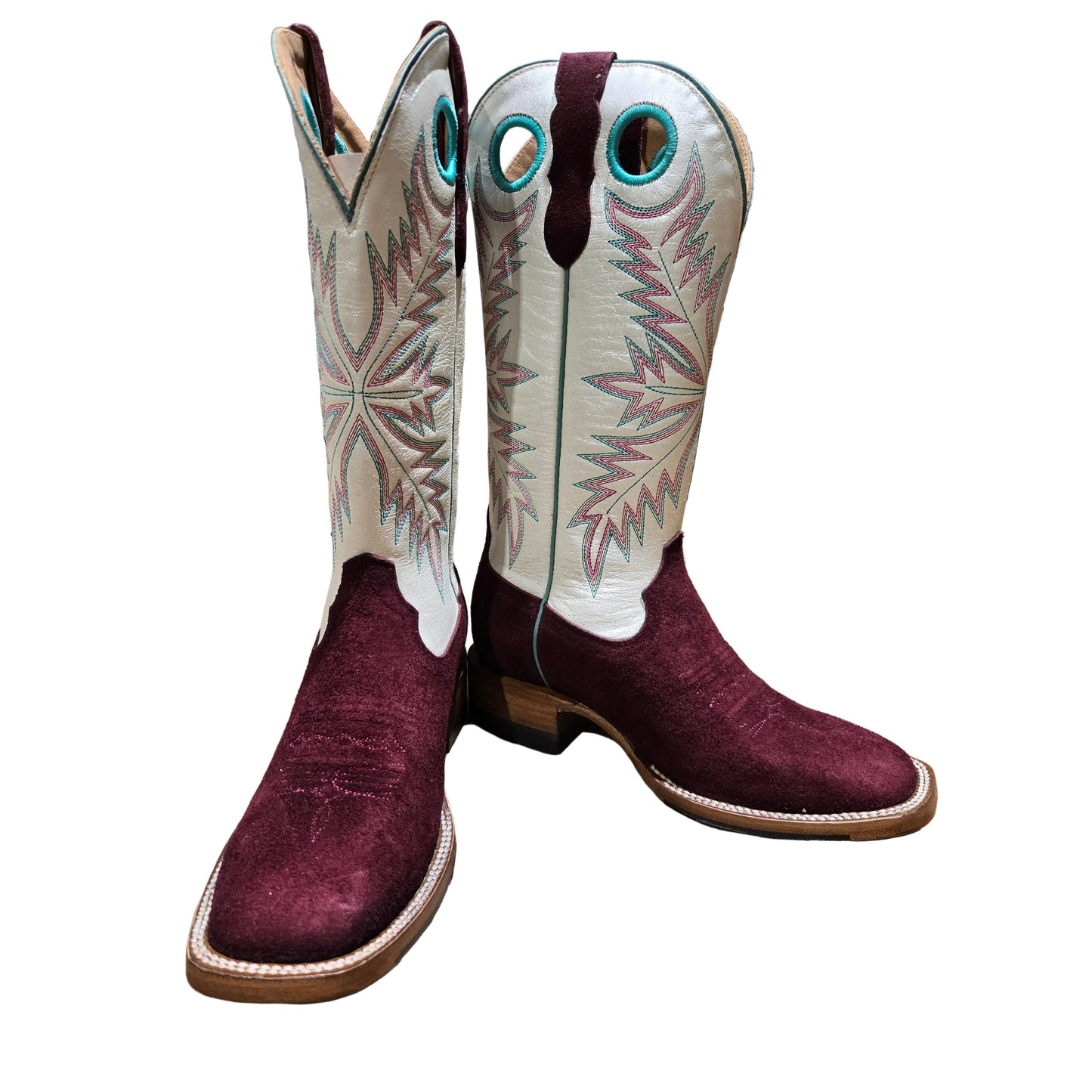 Rocking Diamond Brand Women's Rough Out BSQ Cowgirl Boots - Burgundy