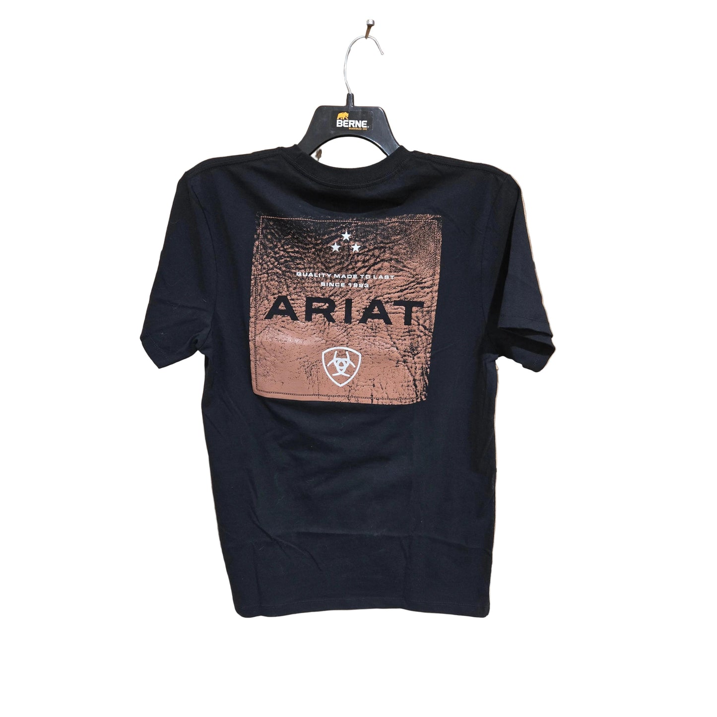 Ariat Men's Boot Leather Pitch Short Sleeve Tee Shirt - Black