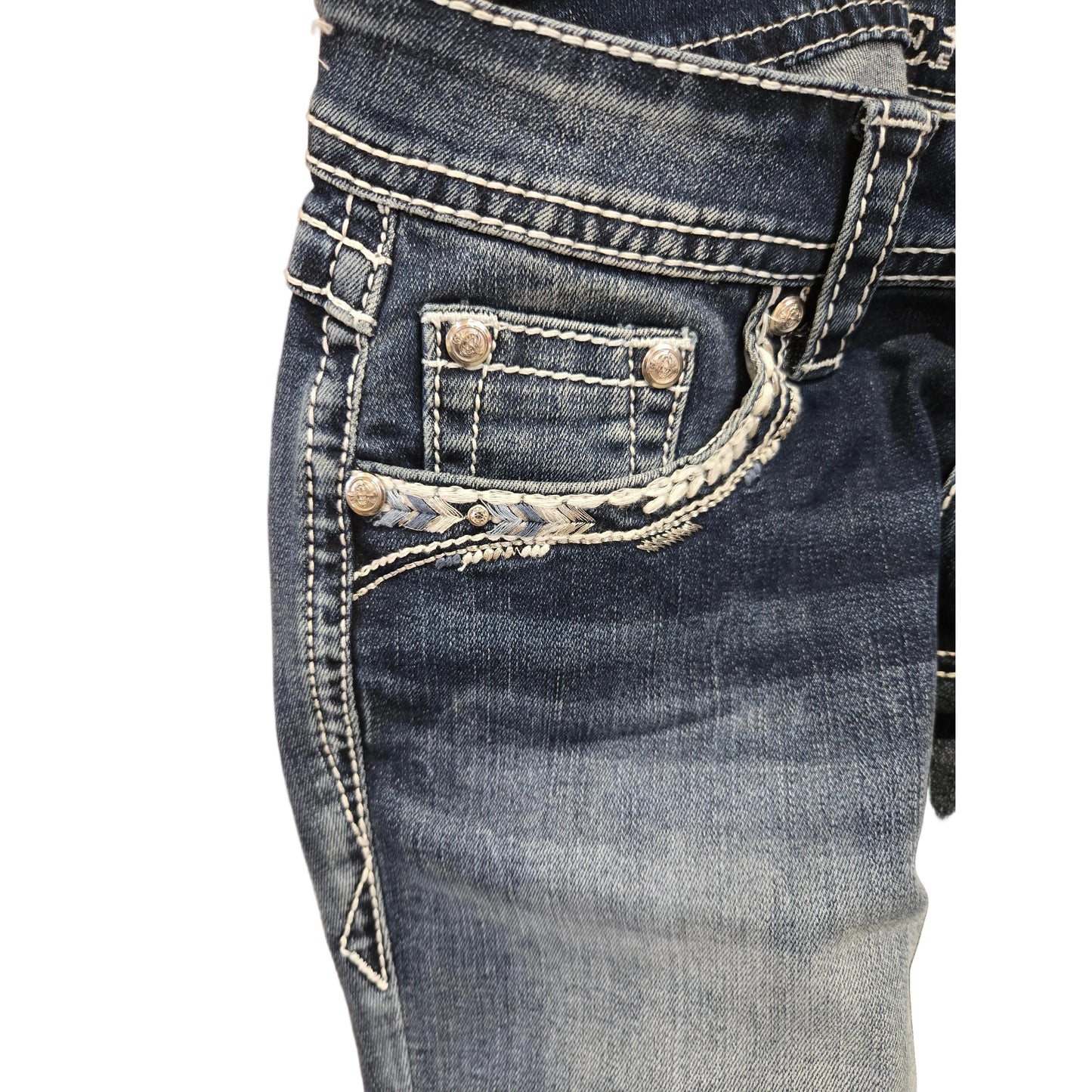 Grace in LA Women's Border Faux Flap Jeans