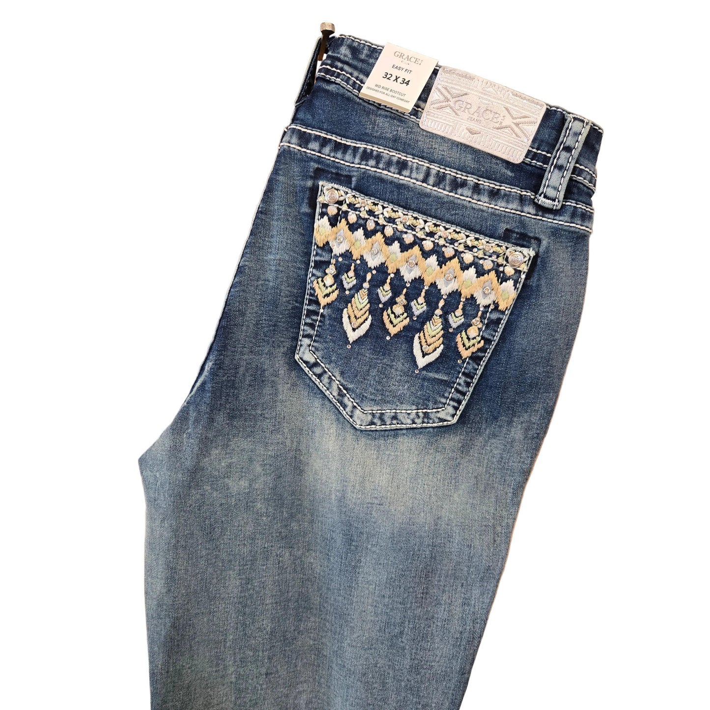 Grace in LA Women's Embellished Midrise Bootcut Jeans