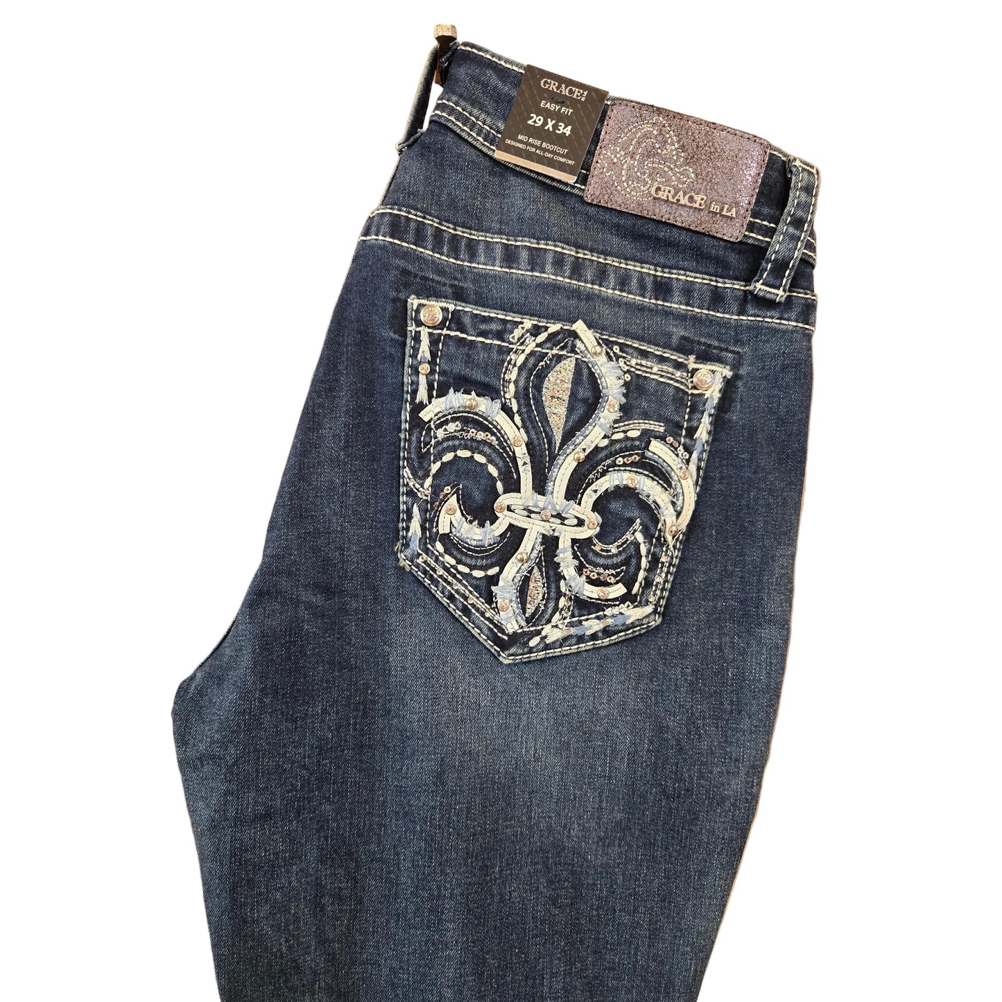 Grace in LA Women's Embellished Midrise Bootcut Jeans