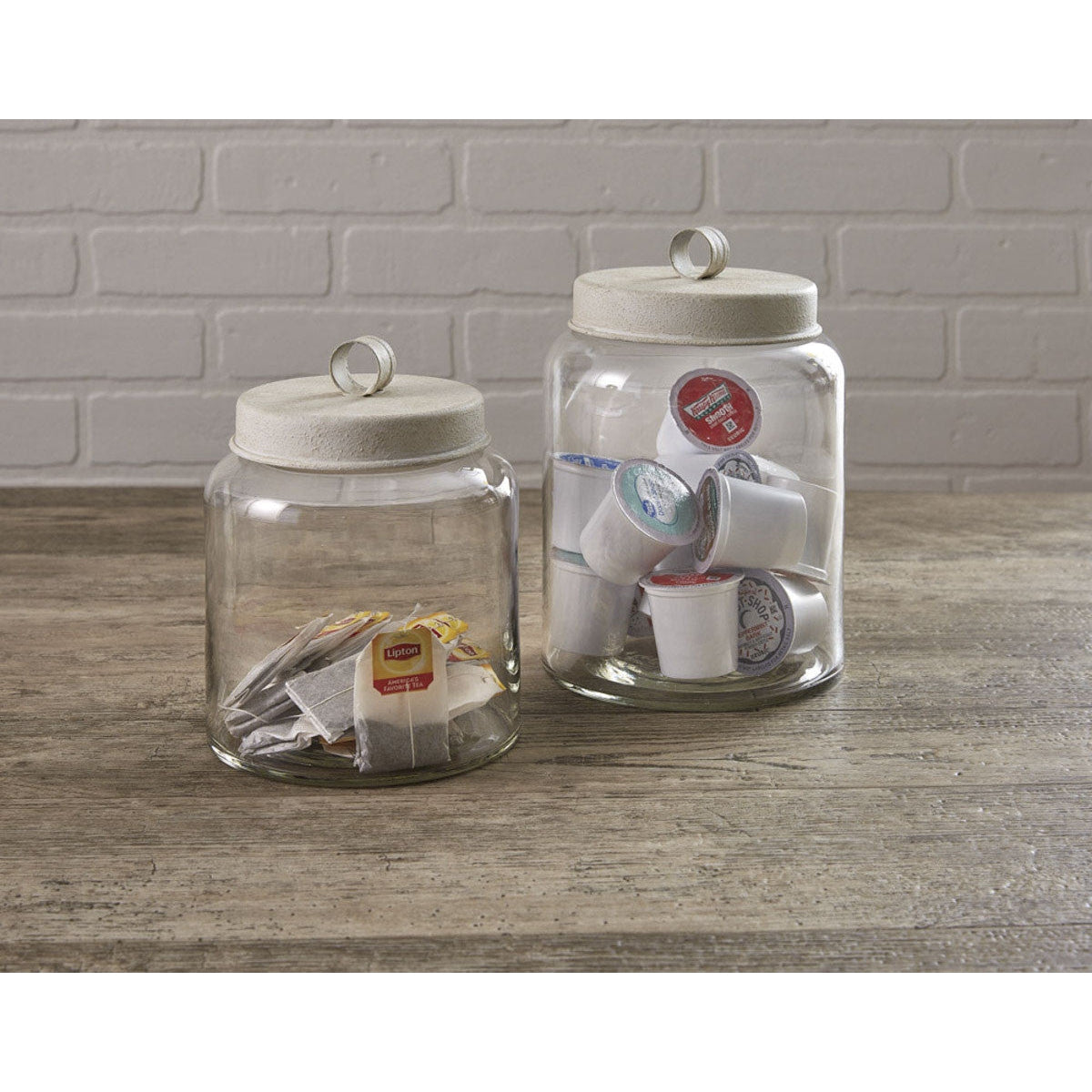 Glass Jar with Metal Lids Set