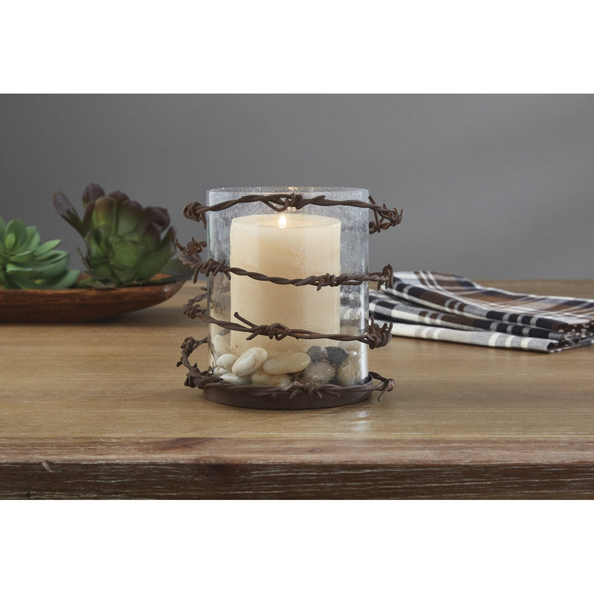 Barbed Wire Pillar Candle Holder