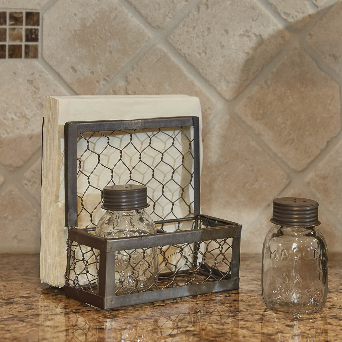 Chicken Wire Salt, Pepper & Napkin Holder