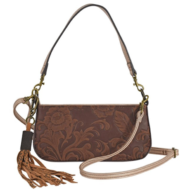 Catchfly, Mini Shoulder Bag Embossed Tooling with Metallic Gold
