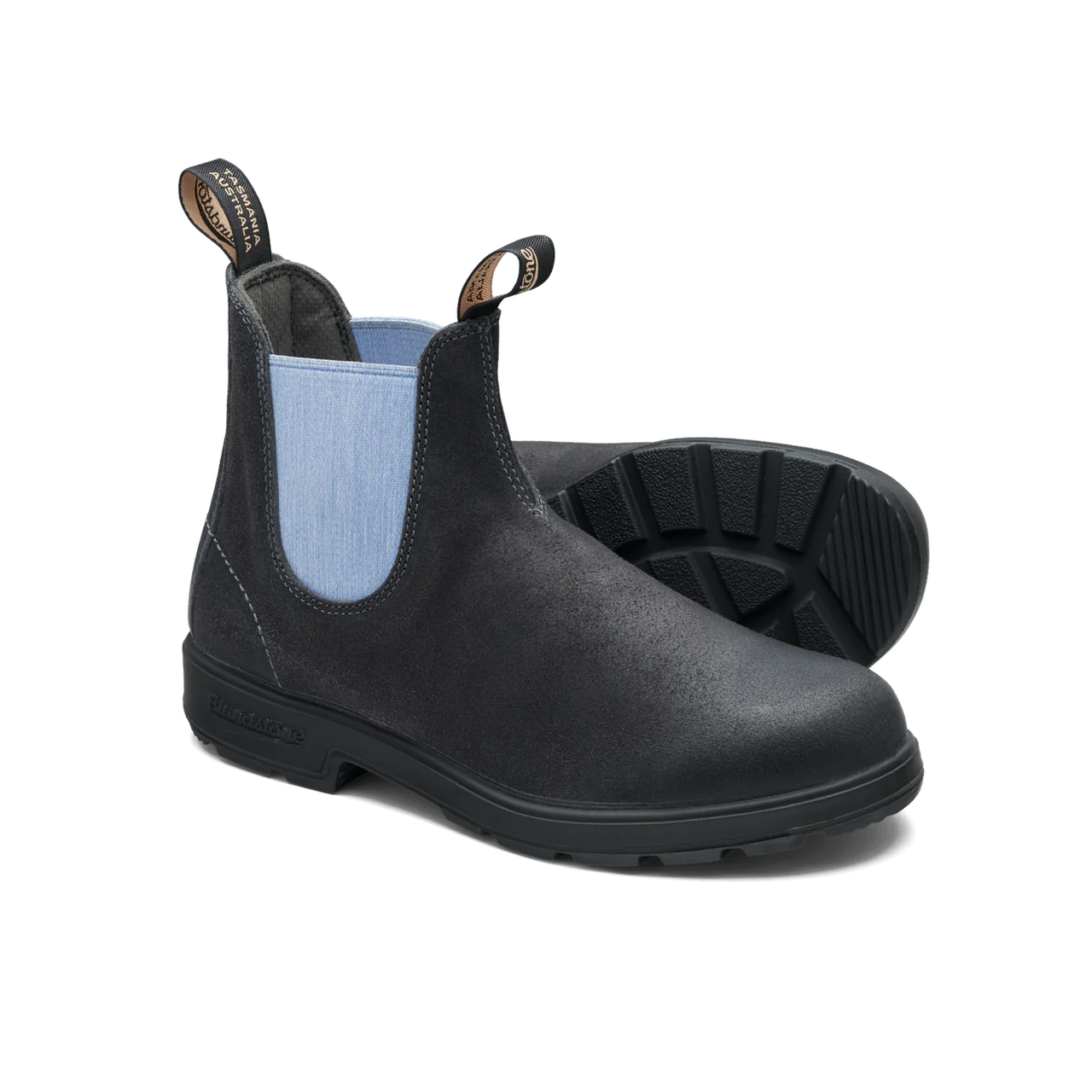 **Blundstone Unisex #2209 Original Boots - Steel Grey Waxy Suede w/Pale Denim Elastic