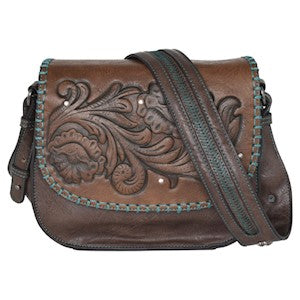Justin Women's Saddle Bag - Tooled Front Flap & Crystals