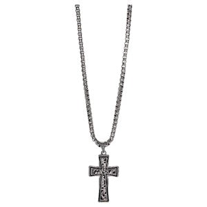 Justin Men's Stainless Steel Cross Necklace - Filigree
