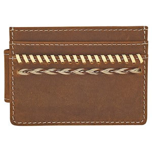 Justin Men's Genuine Leather Card Case w/Magnet Clip & Whip Stitch
