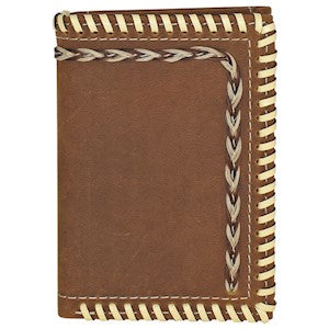 Justin Men's Trifold Wallet w/Whip Stitch & Horse Hair