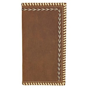 Justin Men's Genuine Leather Rodeo Wallet w/Whip Stitch & Horsehair Braid