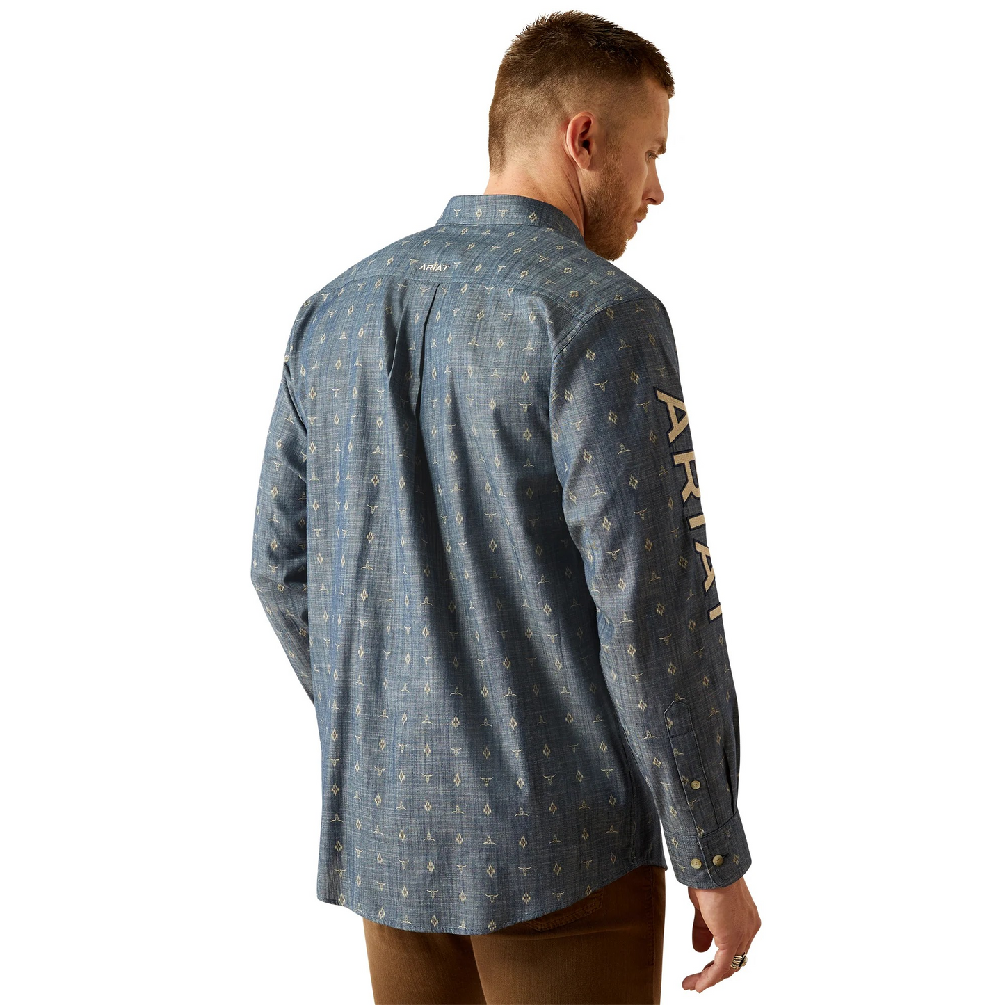 Ariat Men's Long Sleeve Team Philibert Classic Fit Shirt - Chambray Blue/Khaki