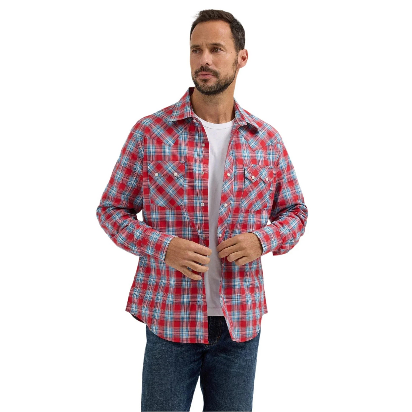 Wrangler Men's Retro Long Sleeve Modern Fit Shirt - Red