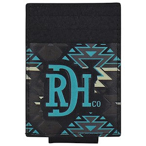 RDHC Men's Aztec Design Card Case w/Magnet Clip - Black/Turquoise