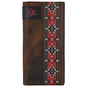 RDHC Men's Southwestern Design Rodeo Wallet - Oiled Antique Brown/Red