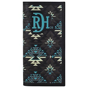 RDHC Men's Aztec Design Rodeo Wallet - Black/Turquoise