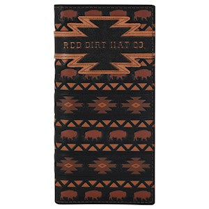 RDHC Men's Aztec Designs & Bison Rodeo Wallet - Black/Brown/Rust