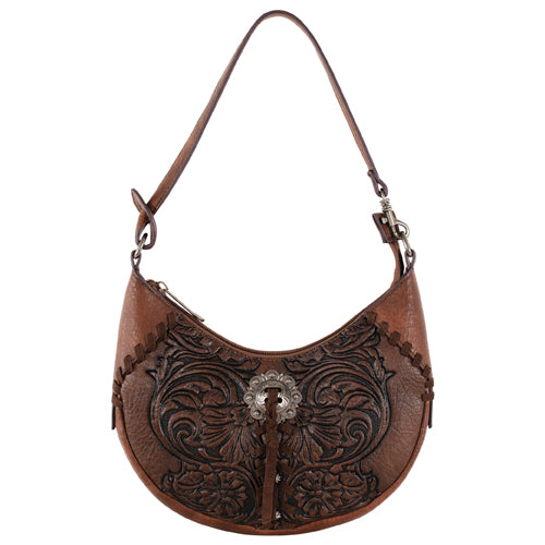 Justin Women's Floral Emboss & Concho Shoulder Bag - Brown