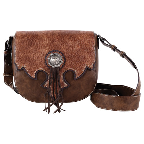 Justin Women's Yoke & Concho w/Tassel Saddle Bag - Brown