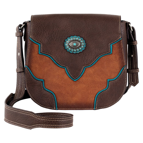 Justin Women's Yoke & Concho Saddle Bag - Tan/Brown