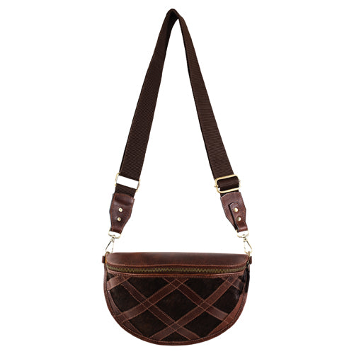 Justin Women's Hair on Lattice Leather Sling Pouch - Brown