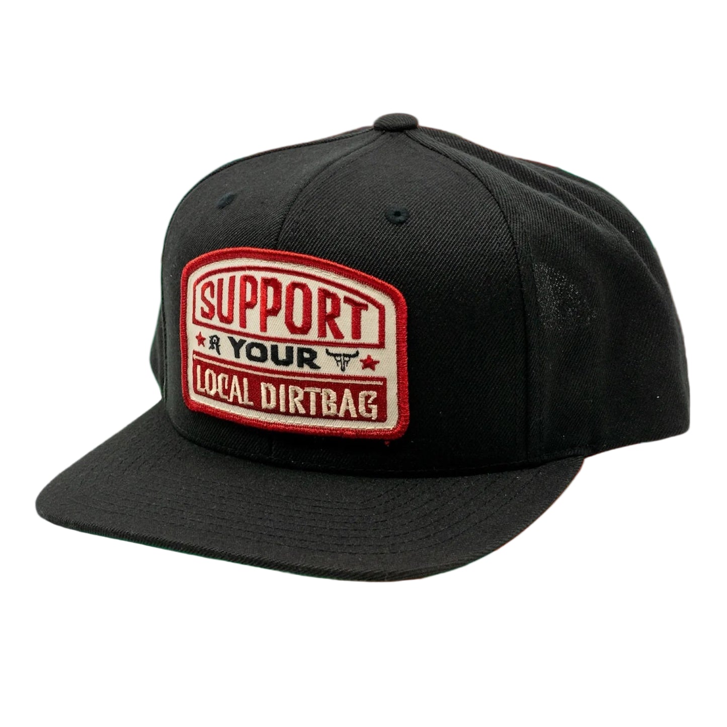 Ruthless Rednecks Support Your Local Dirtbag Flat Brim Cap - Black