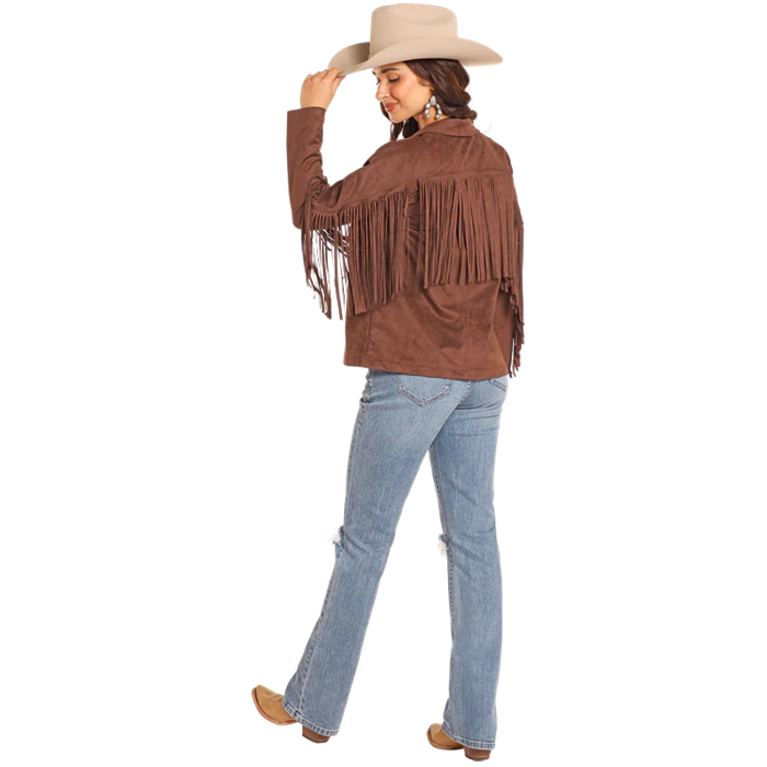 Rock & Roll Women's Long Sleeve Microsuede Jacket with Fringe