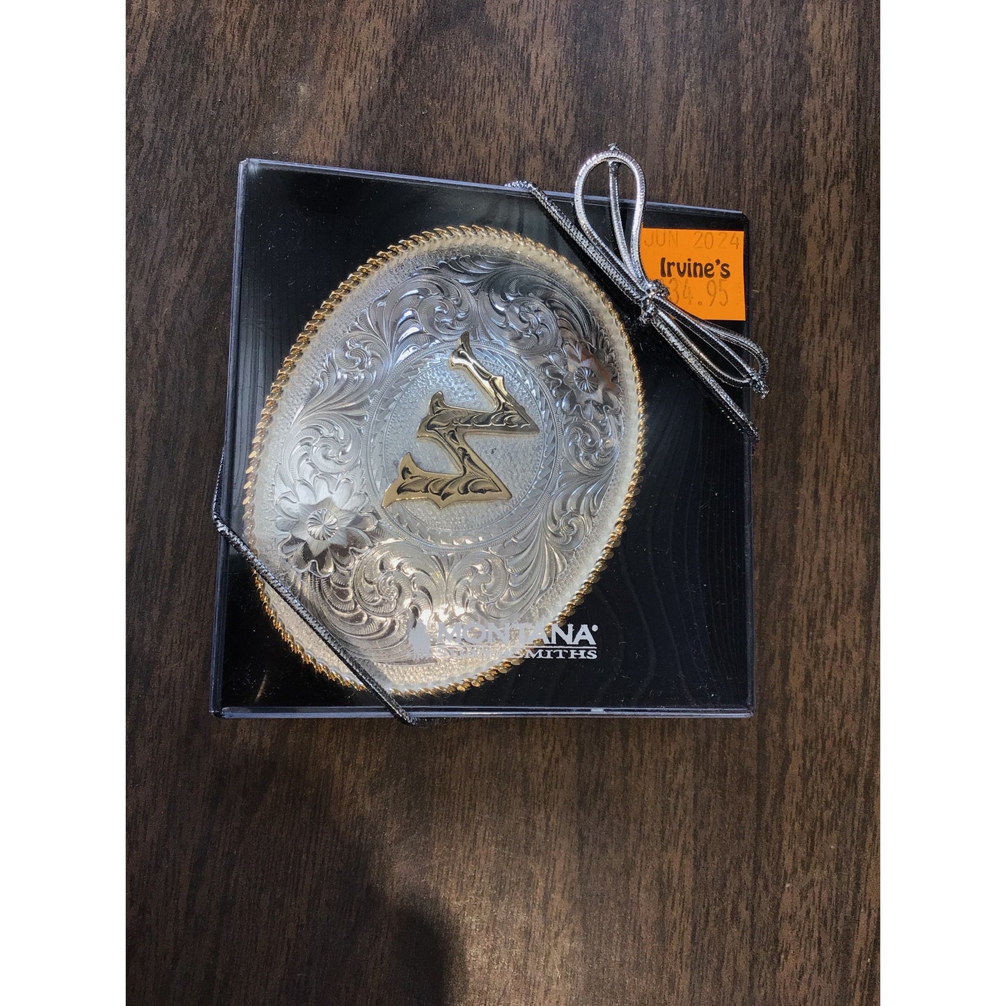 Montana Silversmiths Initial W Silver Engraved Gold Trim Western Belt Buckle