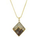 Mountain Crushed Stones Necklace - Diamond Shape with Mountain Peaks - Light Brown