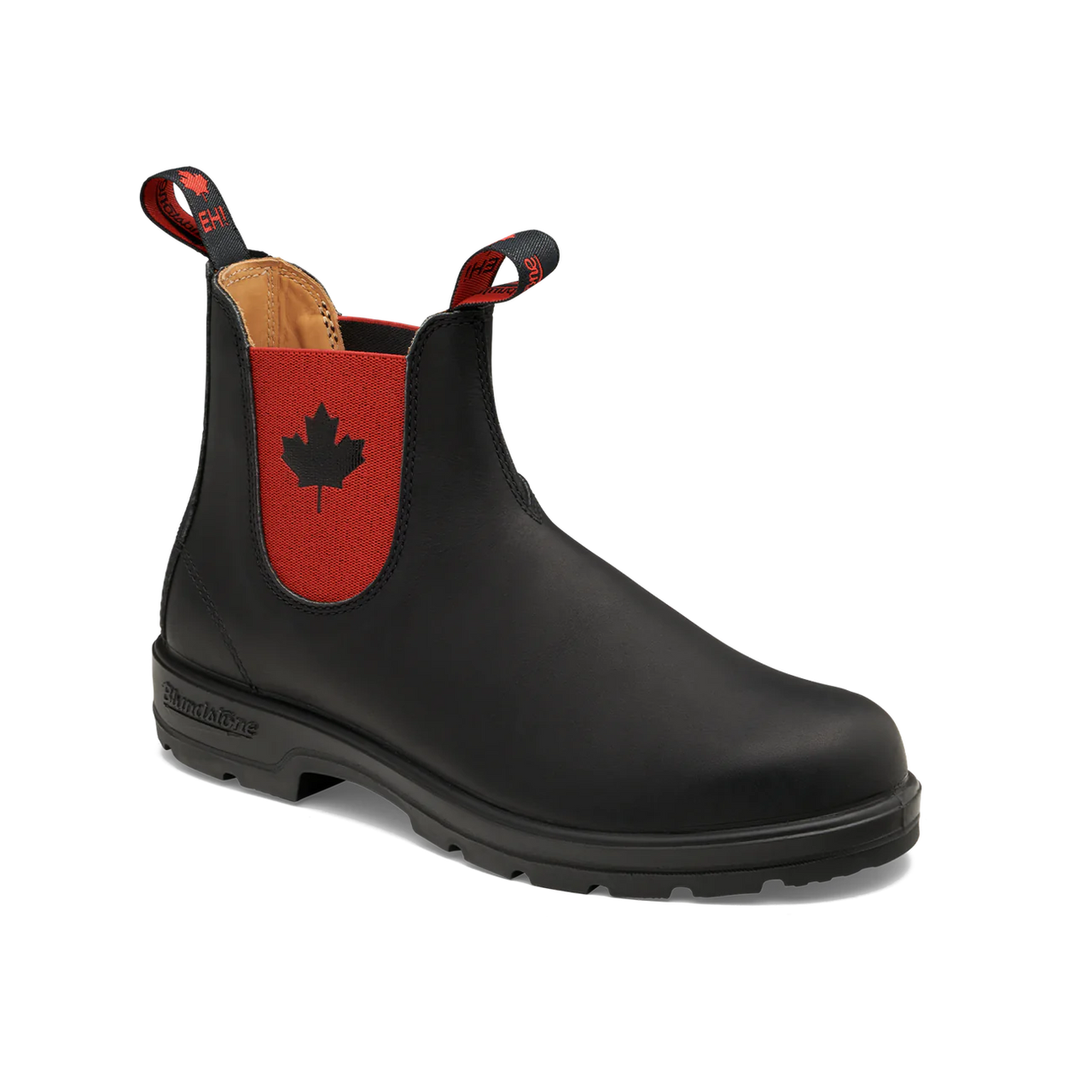 Blundstone Unisex #1474 Classic Boots - Black w/Red Elastic & Canada Leaf