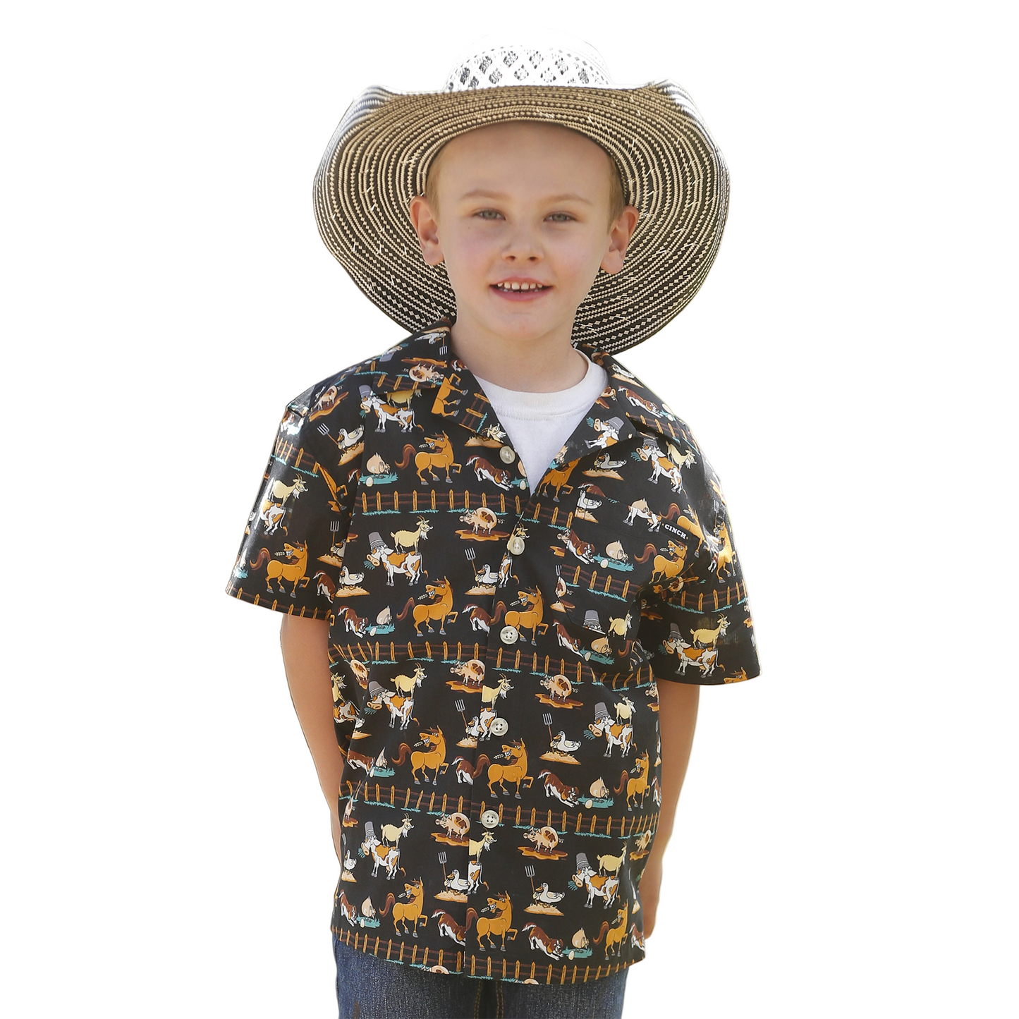 Cinch Boys Short Sleeve Camp Shirt - Black