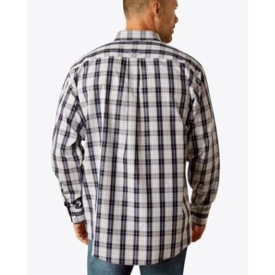 Ariat Men's Long Sleeve Wrinkle Free Ocean Classic Fit Shirt- Dark Blue