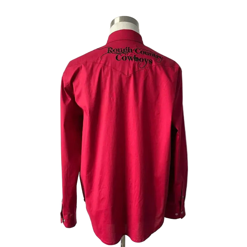 Rough Country Cowboys Men's Long Sleeve Western Shirt- Red