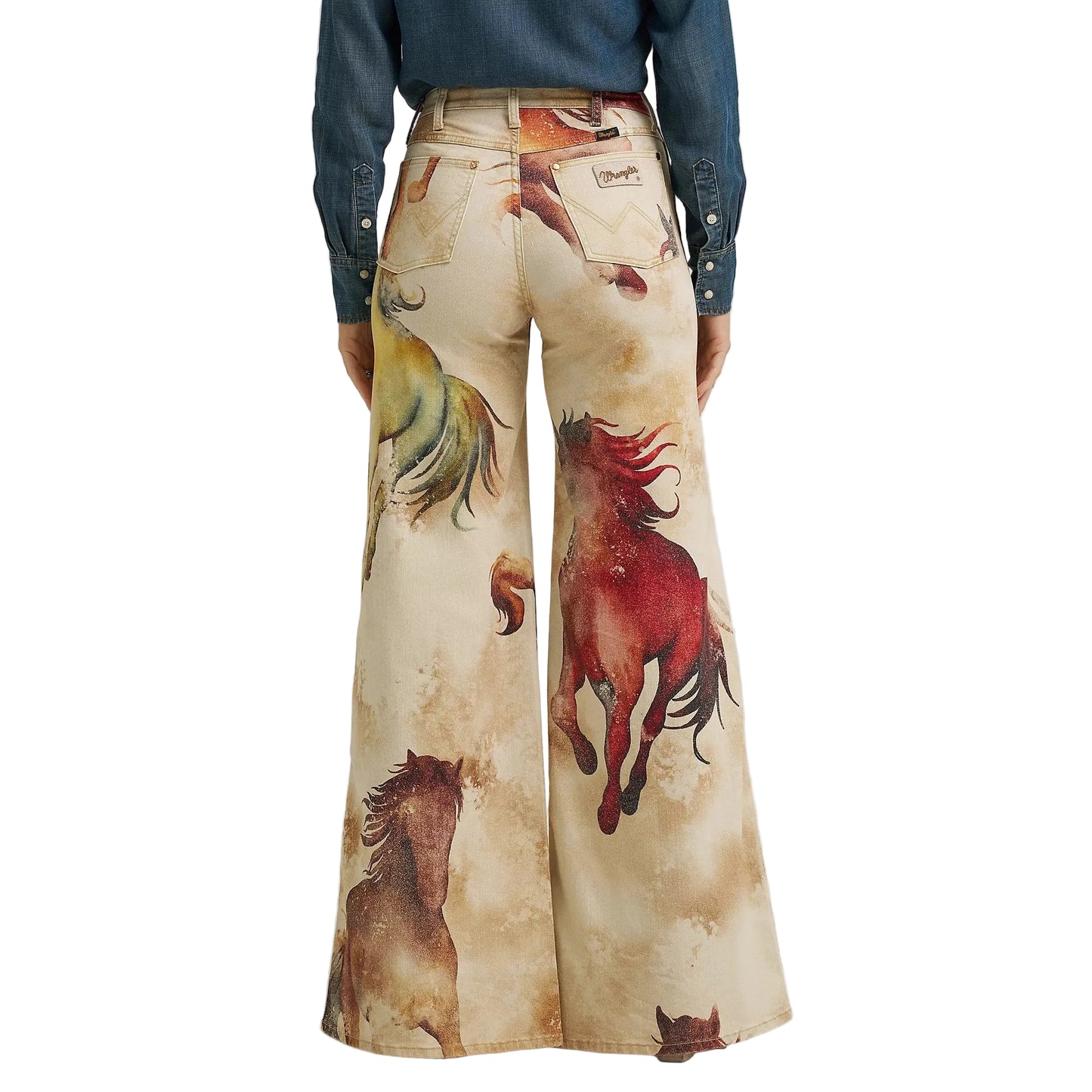 Wrangler Women's Lainey Wilson High Rise Horse Cheeky Wide Leg Jean - Wild Horses