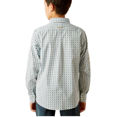 Ariat Boy's Team Franklin Classic Fit Shirt - Blue/Brown