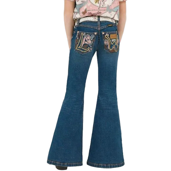 Wrangler Girl's Lainey Wilson Embroidered Bell Bottoms- Boho Wash