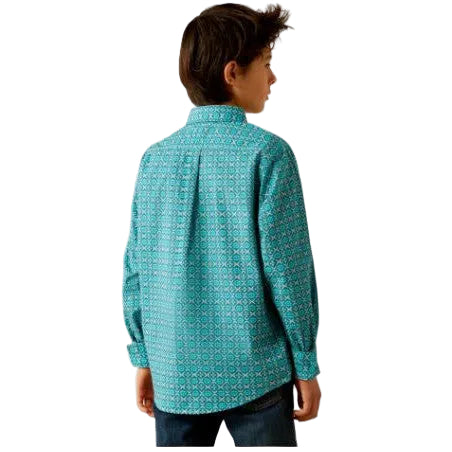 Ariat Boy's Long Sleeve Jordy Classic Fit Shirt - Blue