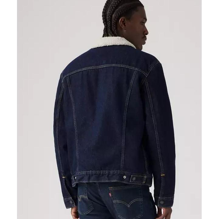 Levi Strauss Men's Type 3 Sherpa Trucker Jacket- Dark Stonewash