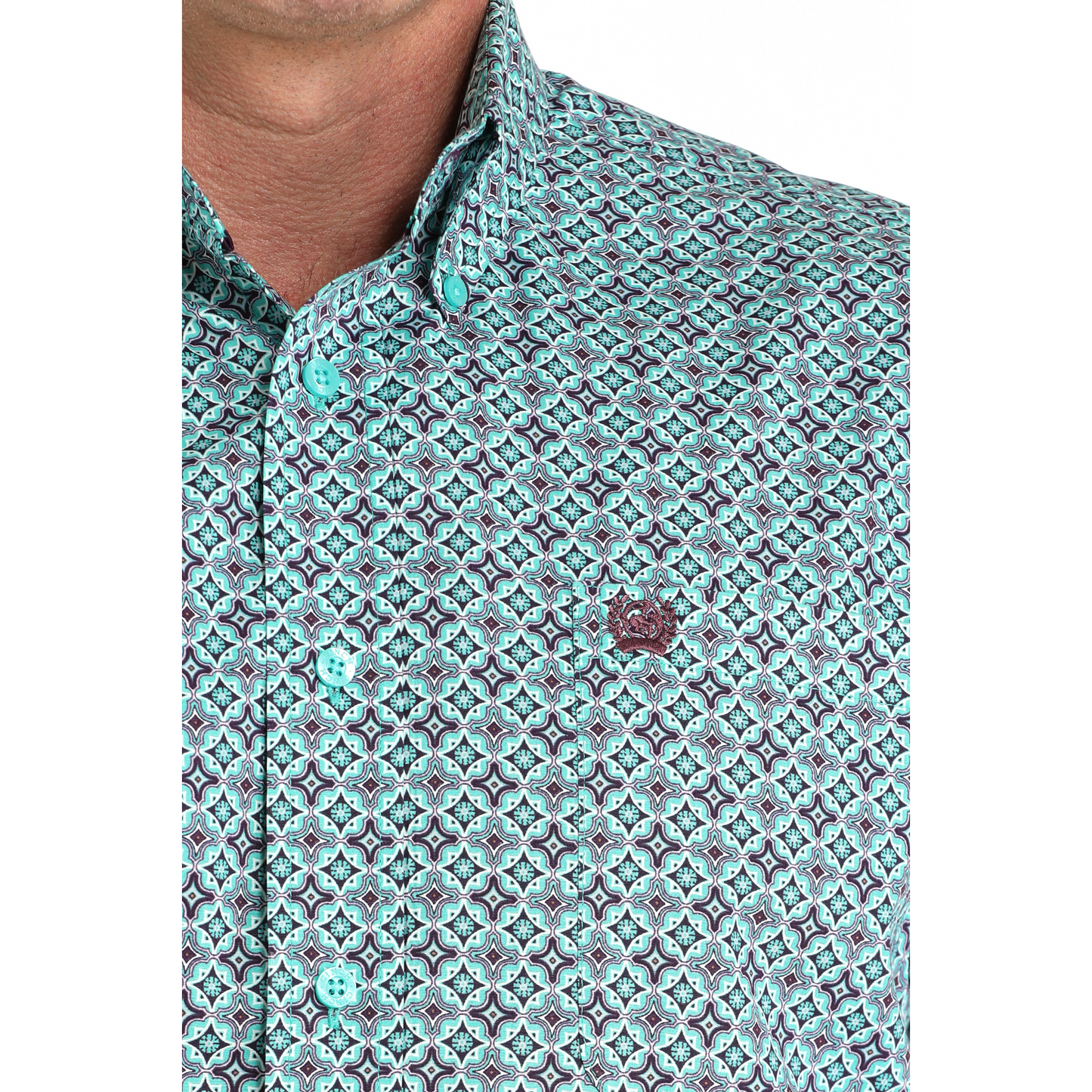 Cinch Men's Long Sleeve Print Shirt- Turquoise