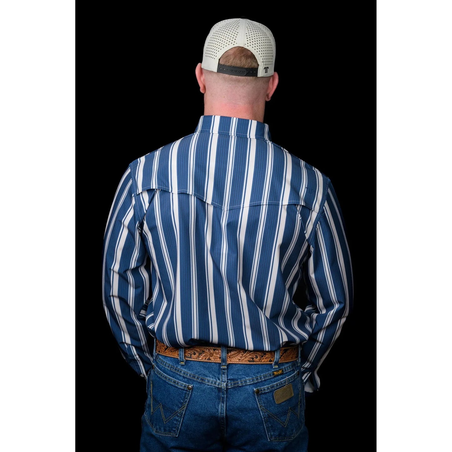 Ferrell Brand Men's The Atlas Long Sleeve Snap Shirt- Blue