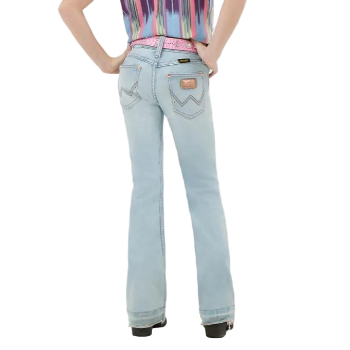 Wrangler Girl's Lainey Wilson Raw Hem Boot Huggers - Bleach Blue Wash