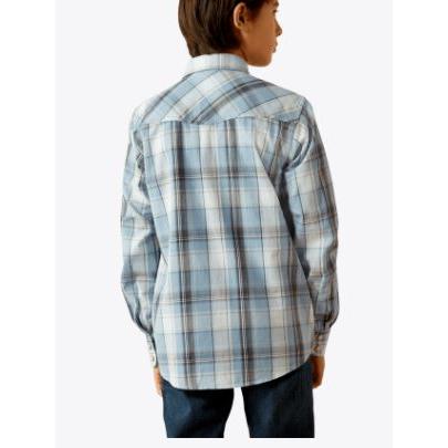Ariat Boy's Hunter Retro Long Sleeve Fit Shirt- Light Blue