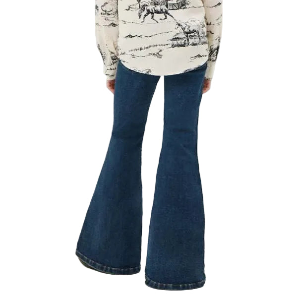 Wrangler Girl's Lainey Wilson Mid Rise Pull On Bell Bottoms - Dark Denim Wash