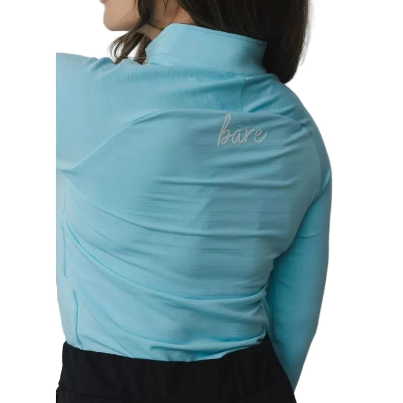 Bare Activewear Women's Long Sleeve 1/4 zip Shirt - Sky Blue