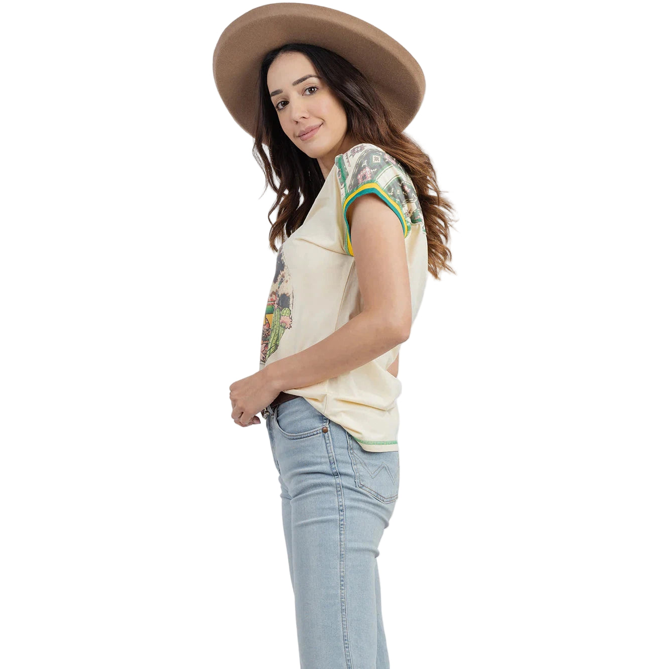 Delila Women's Mineral Wash Salty Graphic Tee - Beige