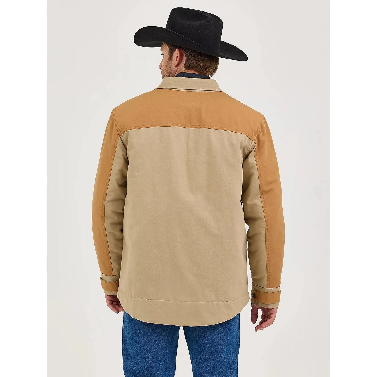 Wrangler Men's Mixed Canvas Chore Jacket- Chipmunk