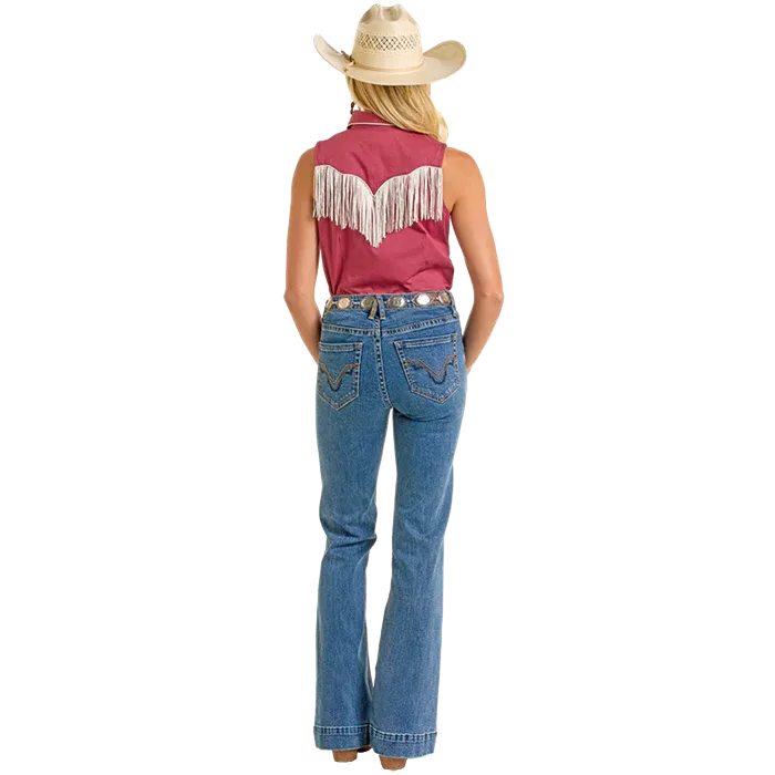 Rock & Roll Women's Cowgirl Embroidered Snap Shirt- Wine